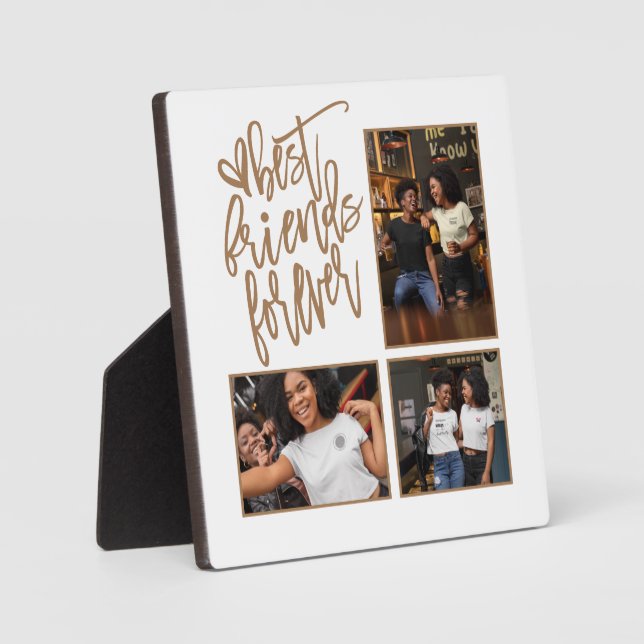 Plaque Photo Best Friends Forever script 3 Photos Gold White (Recto)