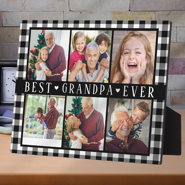 Plaque Photo Best Grandpa Ever Hearts Photo Collage Keepsake  (Créateur téléchargé)