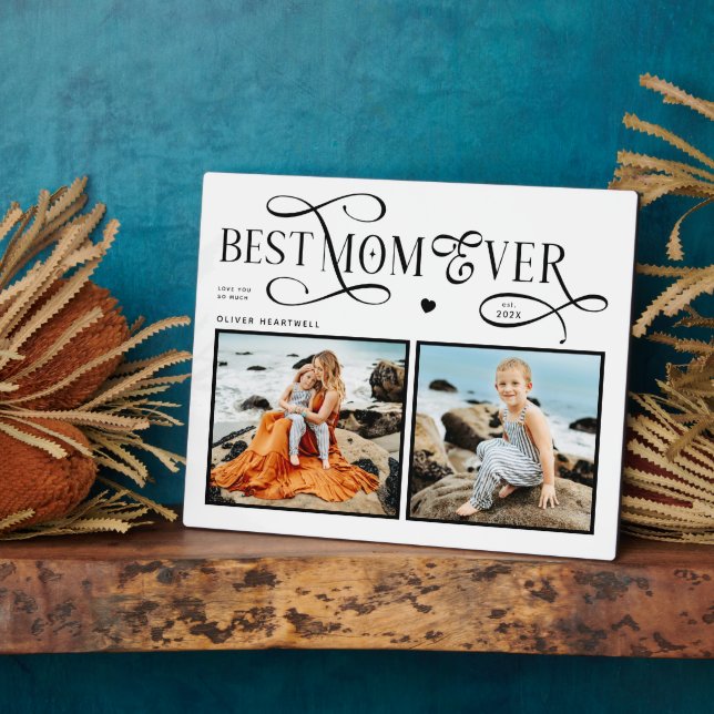 Plaque Photo  Best Mom Ever 2 Photos Heart Mothers Day Gifts (Côté)