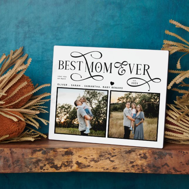 Plaque Photo  Best Mom Ever 2 Photos Heart Mothers Day Gifts (Côté)