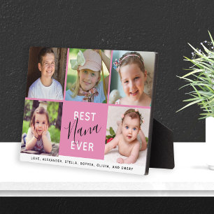 Plaque Photo Best Nana Ever Pink Script 5 Photos Famille