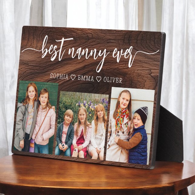Plaque Photo Best Nanny Ever Wood - Grandchildren Photo Collage (Créateur téléchargé)