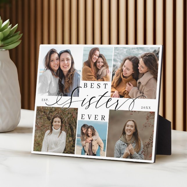 Plaque Photo Best Sister Ever Personalized Photo Collage (Best Sister Ever Script Photo Collage Keepsake Plaque)