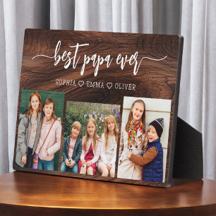 Plaque Photo Best Wood Papa Grand-Enfants Photo Collage