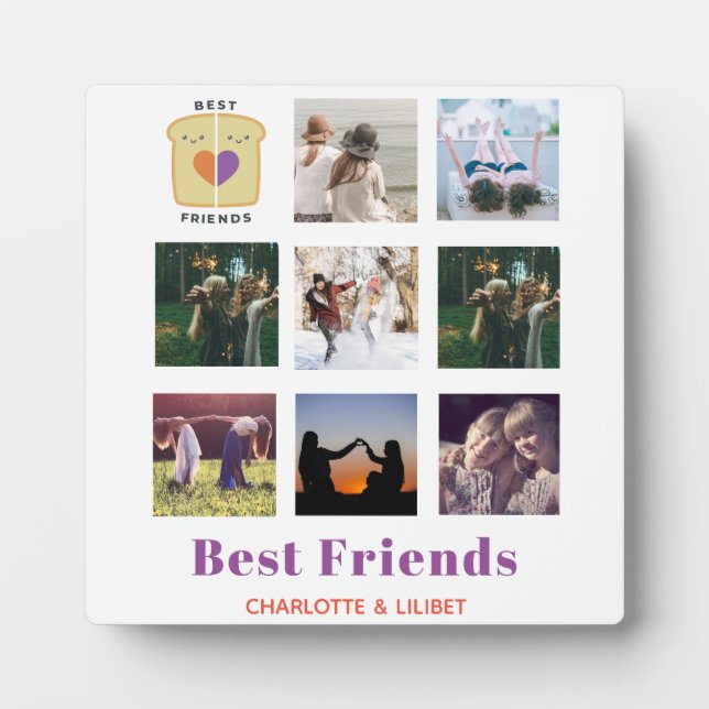 Plaque Photo BFF Photo Collage Cadeau Peanutbeurre Jelly Sandwi (Devant)