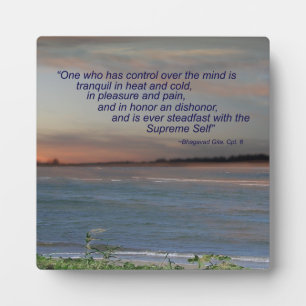 Plaque Photo Bhagavad Gita Quote Plaque, "One who has control.