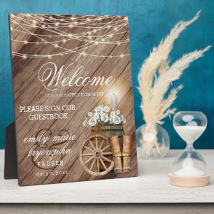 Plaque Photo Bienvenue - Feux Rustiques en Baril de Bois et Cha