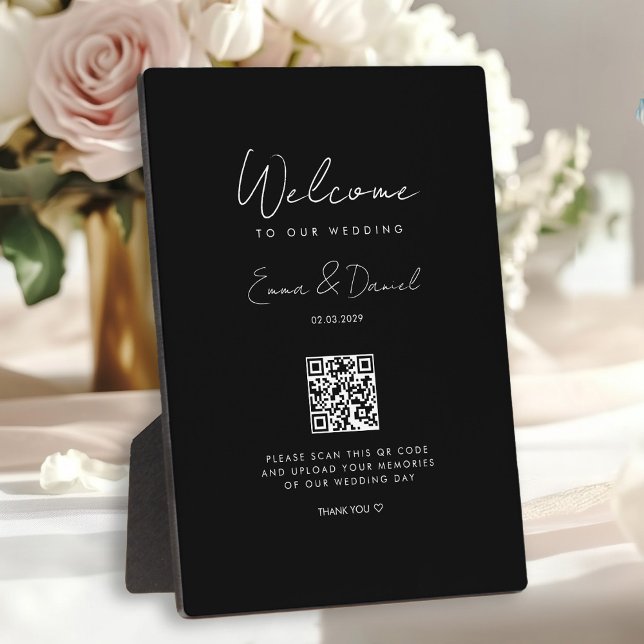 Plaque Photo Bienvenue QR Code Mariage Galerie noire (Créateur téléchargé)