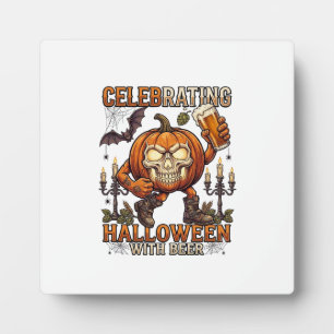 Plaque Photo Bière d'Halloween Crâne Citrouille Chauve-Souris C