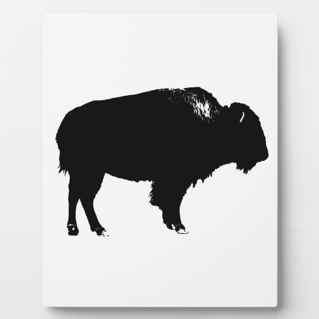 Plaque Photo Bison noir et blanc Silhouette Pop Art (Devant)