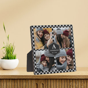 Plaque Photo Black Buffalo Plaid Lumberjack Photo Collage