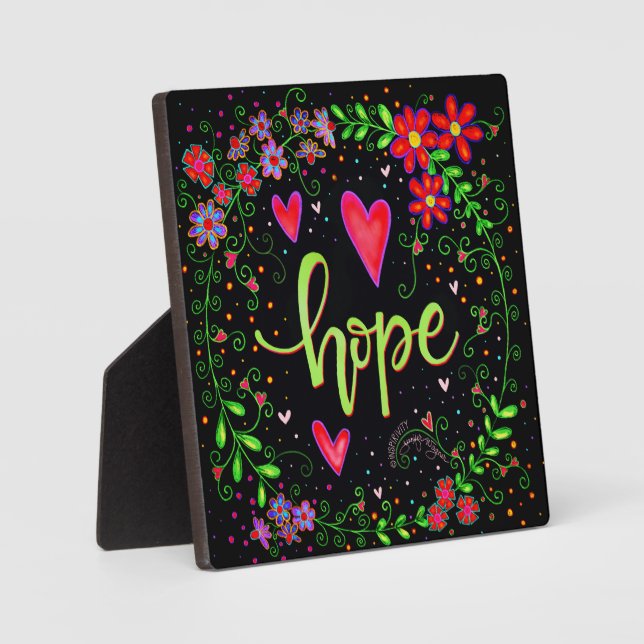 Plaque Photo Black Floral Inspiration Hope (Recto)