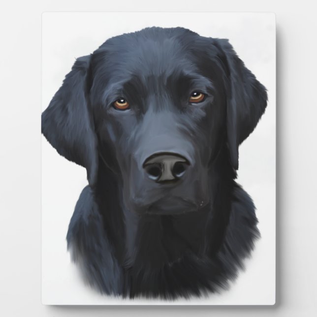 Plaque Photo Black Labrador Dog Water Couleur Art Peinture (Devant)