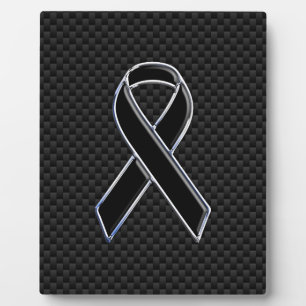 Plaque Photo Black Ribbon Awareness Carbon Fiber Decor