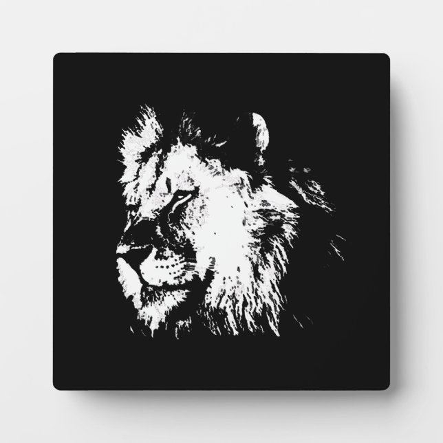 Plaque Photo Black White Lion - Animal Pop Art (Devant)