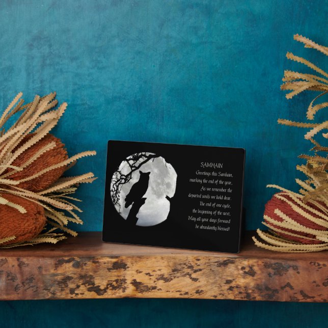 Plaque Photo Blessures de Samhain avec Owl Pagan (Côté)