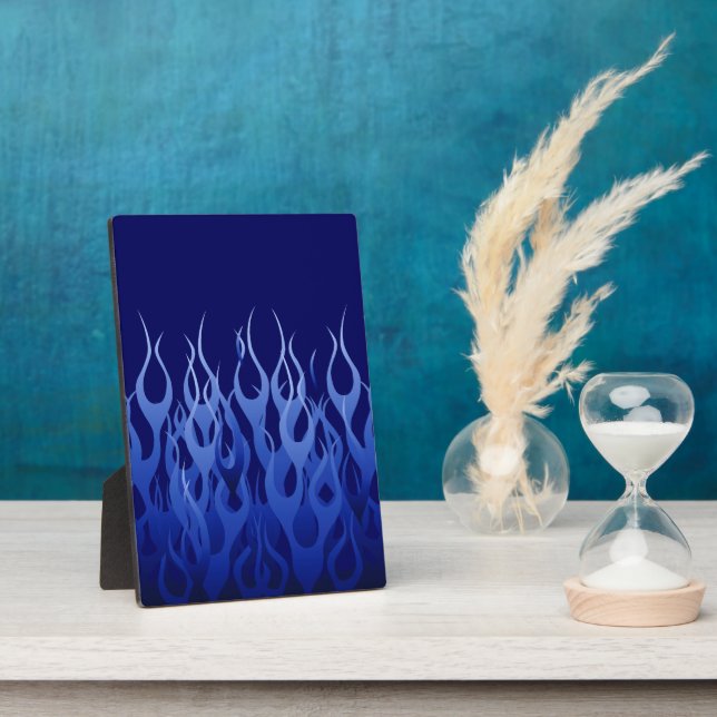 Plaque Photo Bleu cool sur Blue Racing Flames décorative (Côté)
