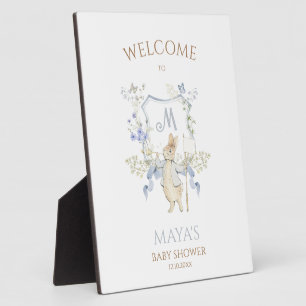 Plaque Photo Bleu En vichy Peter le Baby shower Rabbit MUTED BL