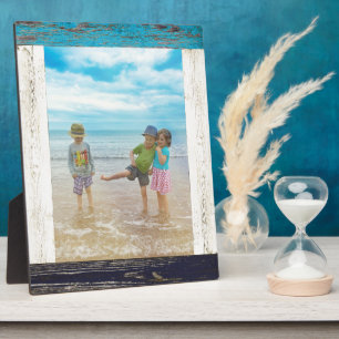 Plaque Photo Bleu Rustique Plage Blanc Bois Cadre photo
