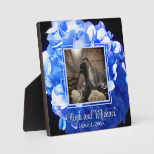 Plaque Photo Bleus cobalt élégants fleurs d'hortensia bleus 