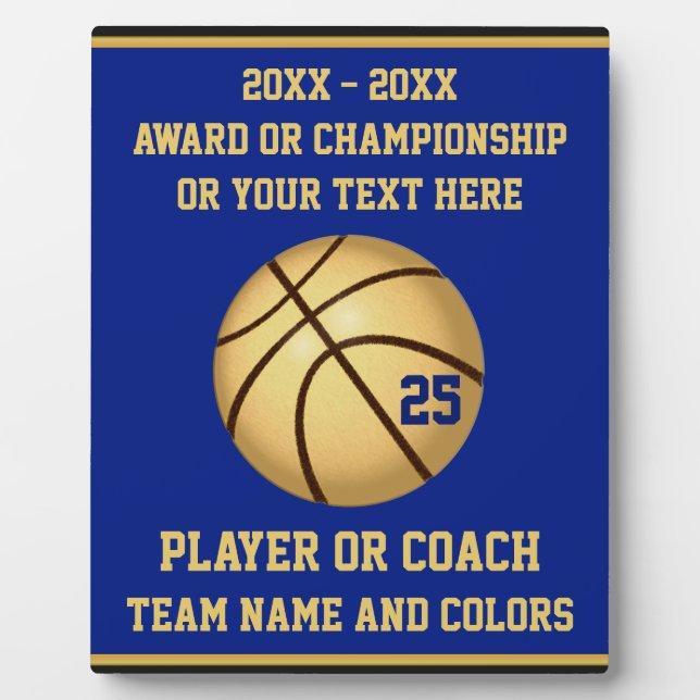 Plaque Photo Blue and Gold Basketball Award pour joueurs, entra (Devant)