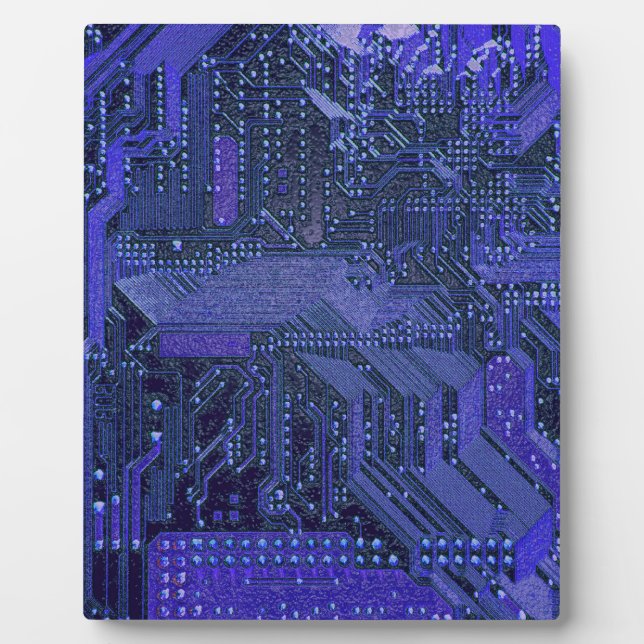 Plaque Photo Blue Cyber Circuit Board Tech Art Electronique (Devant)