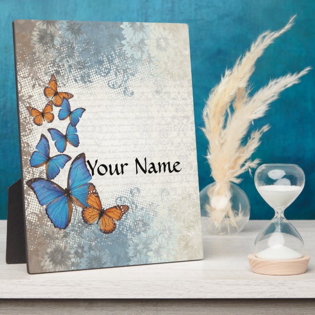 Plaque Photo Blue floral (Côté)