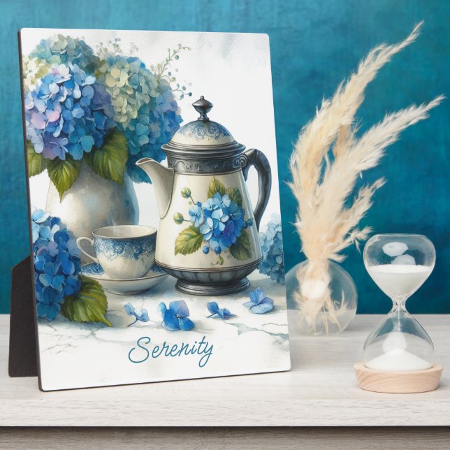 Plaque Photo Blue Hydrangeas Sip and Serenity (Côté)