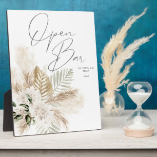 Plaque Photo Boho Palm Pampas & Beige Floral Open Bar Signal 2