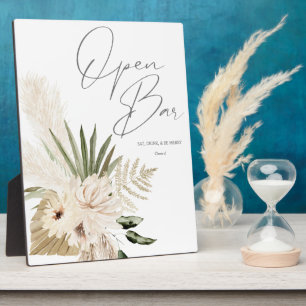Plaque Photo Boho Pampas Grass & Beige Floral Open Bar Signal 2