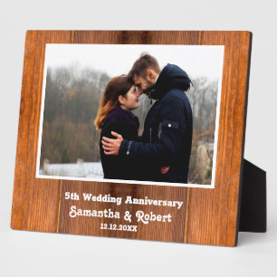Plaque Photo Bois rustique 5e anniversaire Mariage Photo