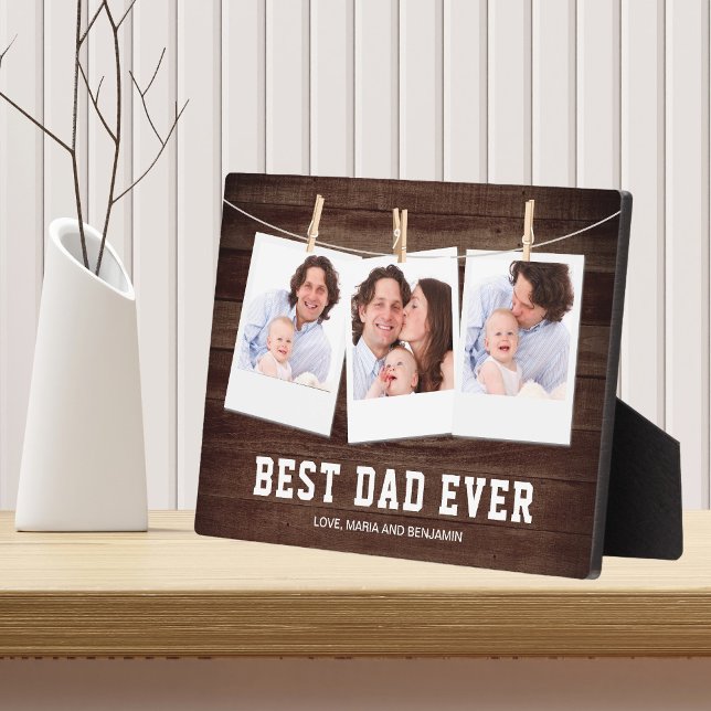 Plaque Photo Bois rustique Meilleur papa Ever 3 Collage photo (Créateur téléchargé)