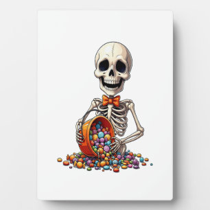Plaque Photo Bol de bonbons squelette Halloween