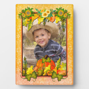 Plaque Photo Bon thanksgiving Citrouille Feuille Automne