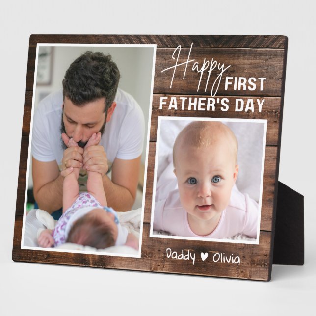 Plaque Photo Bonne 1ère Fête des pères Nouveau Papa 2 Photo Boi (Côté)