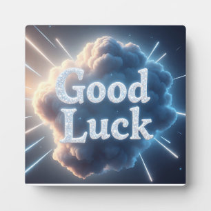 Plaque Photo Bonne chance — Typographie nuageuse brillante avec