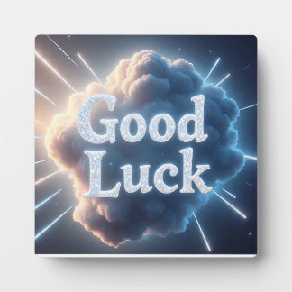 Plaque Photo Bonne chance — Typographie nuageuse brillante avec