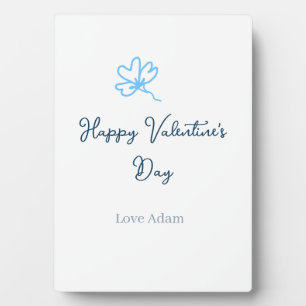 Plaque Photo Bonne Saint-Valentin bleue fleur nom rustique joye