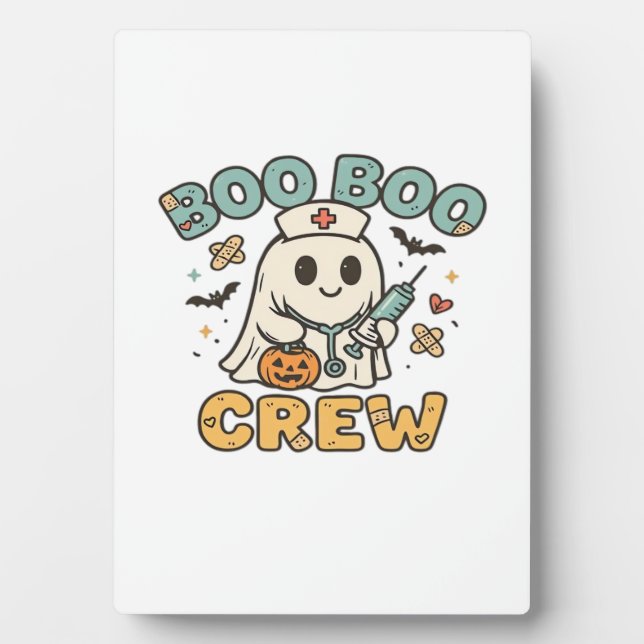 Plaque Photo Boo Boo Crew Shirt � Funny Ghost Halloween Nurse & (Devant)
