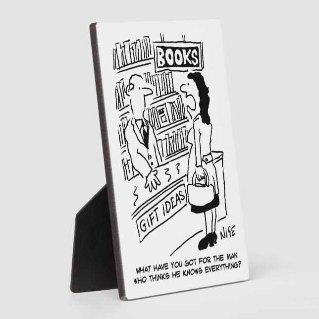 Plaque Photo Bookshop Customer pose une question au commerçant (Côté)