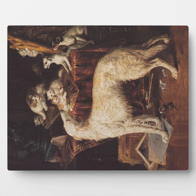 Plaque Photo Borzoi Et Chats (Devant)