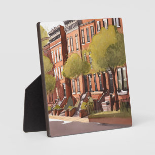 Plaque Photo Boston Brownstones   Beacon Street Aquarelle d'Art