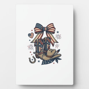 Plaque Photo Bottes de cowgirl patriotiques et chemise occident