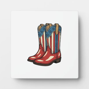 Plaque Photo Bottes de cowgirl patriotiques vintage Chemise occ