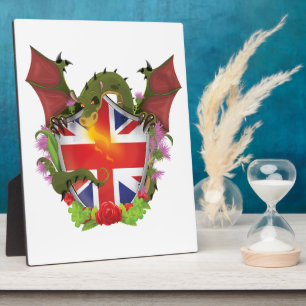 Plaque Photo Bouclier et dragon de l'Union Jack britannique