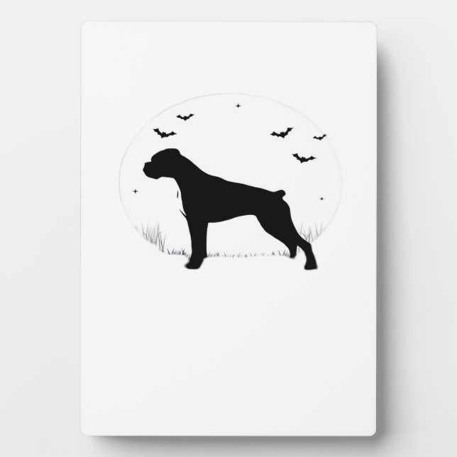 Plaque Photo Boxer Dog � Halloween Moon Silhouette Classic T-Sh (Devant)
