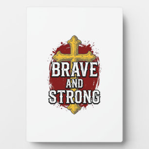 Plaque Photo Brave et Fort Design de Chemise Vintage Croix_1