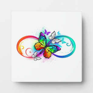 Plaque Photo Bright infinity with rainbow butterfly