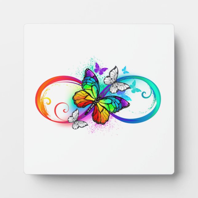 Plaque Photo Bright infinity with rainbow butterfly (Devant)
