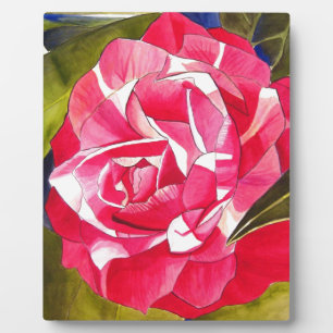 Plaque Photo Bright pink Camellia watercolor art flower